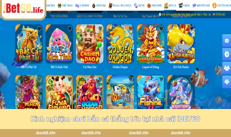 Kinh nghiệm chơi bắn cá thắng lớn tại nhà cái IBET68