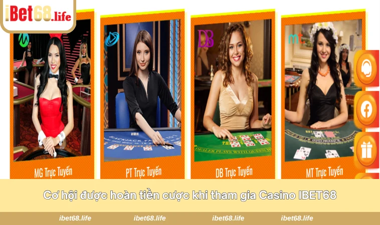 Cơ hội được hoàn tiền cược khi tham gia Casino IBET68