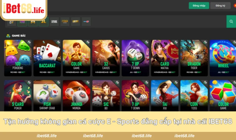 Tận hưởng không gian cá cược E - Sports đẳng cấp tại nhà cái IBET68