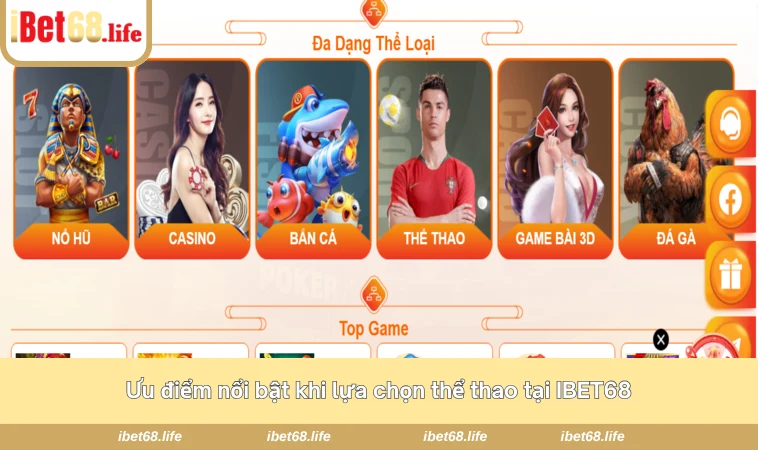 Ưu điểm nổi bật khi lựa chọn thể thao tại IBET68